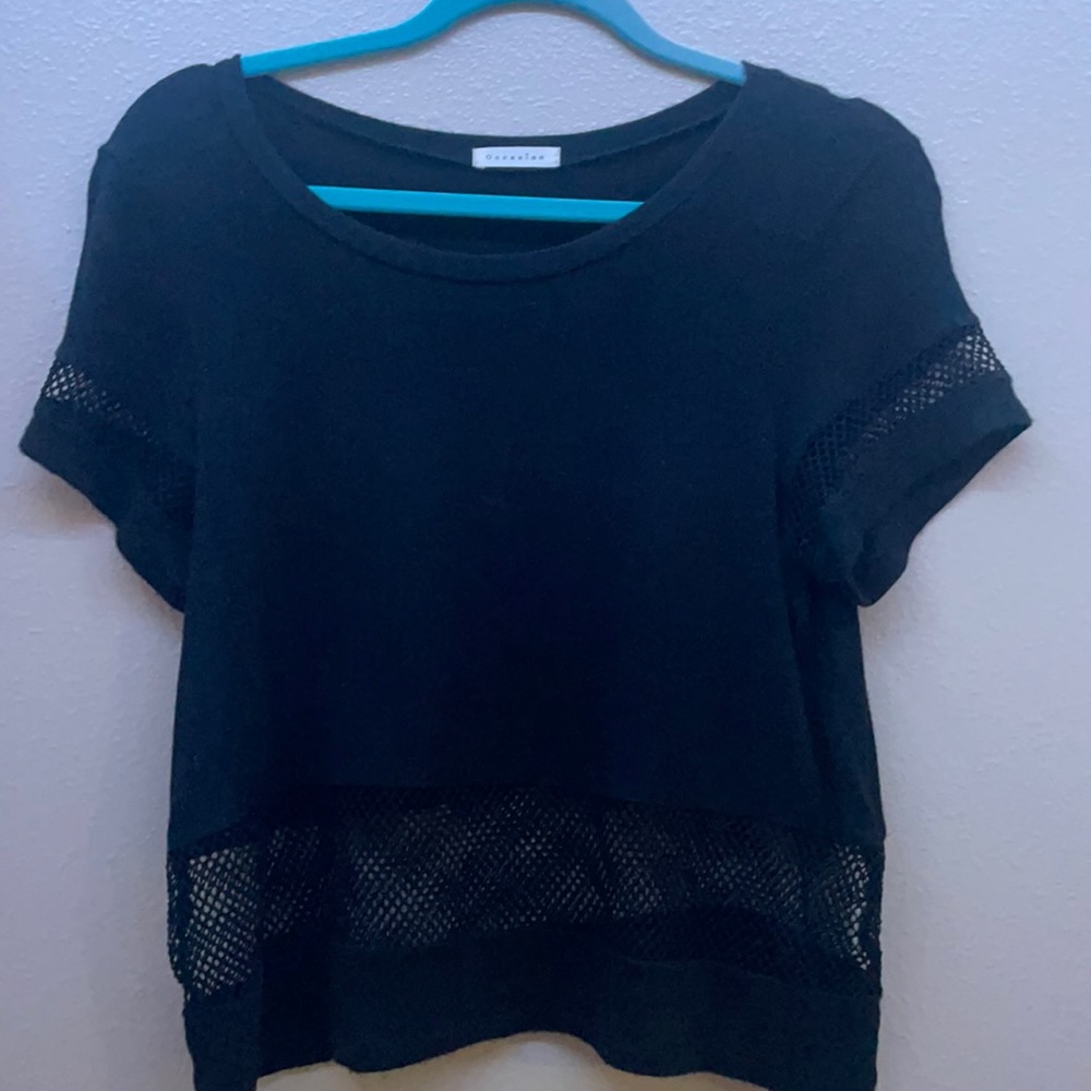 Black top with mesh details